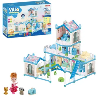Casuta pentru papusi ''Vila Visurilor'' + accesorii, cu iluminare de noapte, 192 elem.