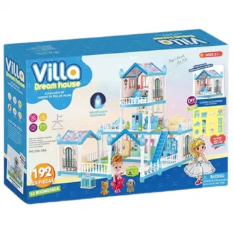 Casuta pentru papusi ''Vila Visurilor'' + accesorii, cu iluminare de noapte, 192 elem.