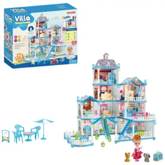 Casuta pentru papusi ''Vila Visurilor'' + accesorii, cu iluminare de noapte, 275 elem.