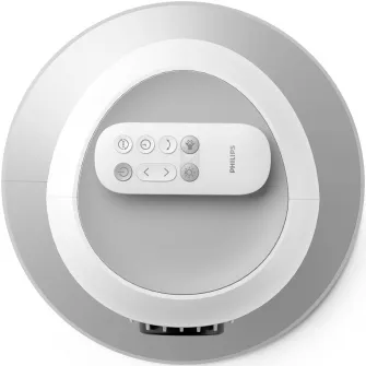 Ventilator Turn Inteligent Philips Seria 7000 CX7550/00, flux de aer puternic de 2.440 m³/h, Motor DC, racire puternica la 8.4 m/s, 4 moduri, 12 viteze, oscilatie mare de 80°, mod Somn Avansat si Silentios, Aromaterapie, aplicatie Air+, alb