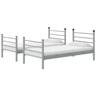 Pat Supraetajat DAMLA, 2 Paturi 90?200 cm, Metalic, Scara si Protectie Inclusa, Design Modern, Mobila Mega
