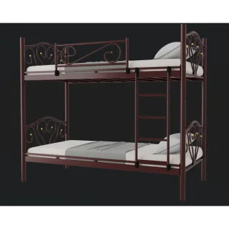 Pat Supraetajat RIVALS, Bordo, 2 Paturi 90?200 cm, Scara si Protectie Inclusa, Design Modern pentru Copii, Mobila Mega