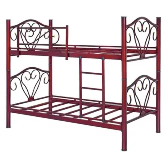 Pat Supraetajat RIVALS, Bordo, 2 Paturi 90?200 cm, Scara si Protectie Inclusa, Design Modern pentru Copii, Mobila Mega