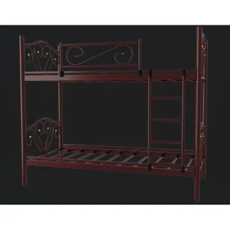 Pat Supraetajat RIVALS, Bordo, 2 Paturi 90?200 cm, Scara si Protectie Inclusa, Design Modern pentru Copii, Mobila Mega