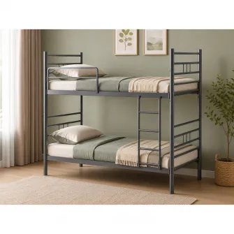 Pat supraetajat Gri R70 - 90?200 din metal vopsit electrostatic, potrivit pentru saltele 90?200 cm. Poate fi folosit supraetajat sau separat. Mobila Mega
