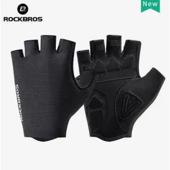 Manusi de ciclism ROCKBROS, anti-alunecare MTB, marime M, Negru - 16220044