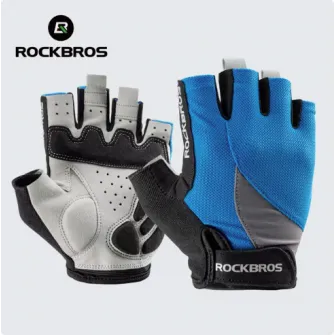 Manusi de ciclism ROCKBROS, cu jumatate de deget , marime M, Albastru - S030