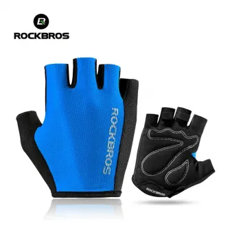 Manusi de ciclism ROCKBROS, cu jumatate de deget ,marime XL, Negru/Albastru - S099BL