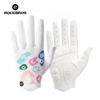 Manusi de ciclism ROCKBROS, dama, jumatate de deget, marime M, Alb Litere Colore – 16220045