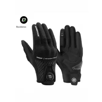 Manusi pentru motociclisti ROCKBROS, cu protectie extinsa, marime S, Negru - 16410053