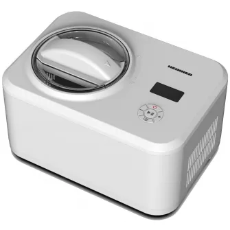Aparat pentru preparat inghetata Heinner Glace HICM-150WHYG, Capacitate bol 1.5L, Compresor incorporat, Dsiplay LED, Timer, Mentinere la rece, Functie iaurt, Bol inghetata detasabil, 150W, Alb