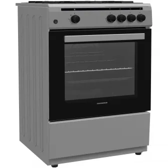 Aragaz Gaz Heinner HFSC-V60SL, 4 arzatoare, Gaz, Aprindere electrica, Dispozitiv de siguranta plita si cuptor, Duze GPL incluse, 60 cm, Argintiu