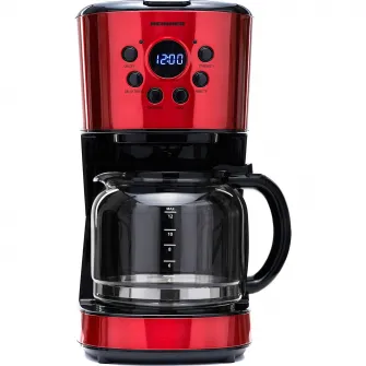 Cafetiera digitala Heinner HCM-1500RDIX, 900 W, 1.5 L, Timer, Display Led, fara BPA, Rosu/Negru