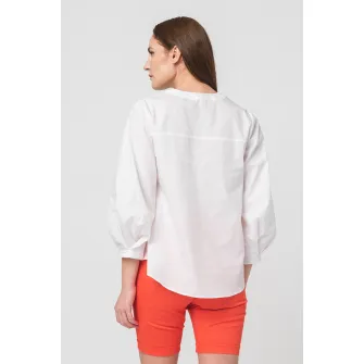 PEGAS, Bluza asimetrica cu maneci bufante, Alb, L