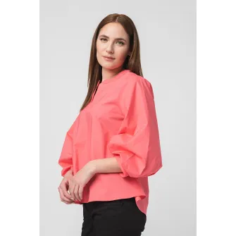PEGAS, Bluza asimetrica cu maneci bufante, Roz, M