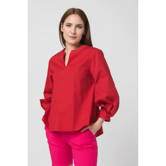 PEGAS, Bluza asimetrica cu maneci bufante, Rosu, S