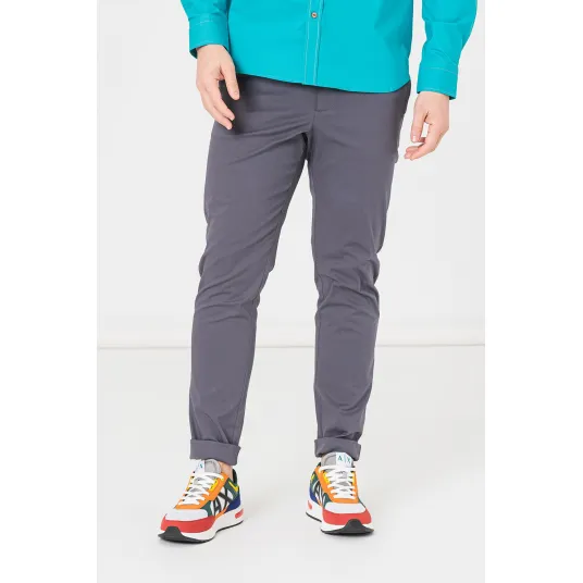 Pegas, Pantaloni chino din amestec de bumbac, Gri inchis, L