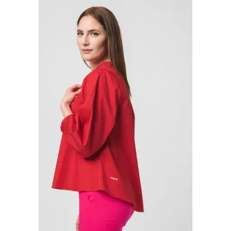 PEGAS, Bluza asimetrica cu maneci bufante, Rosu, XS