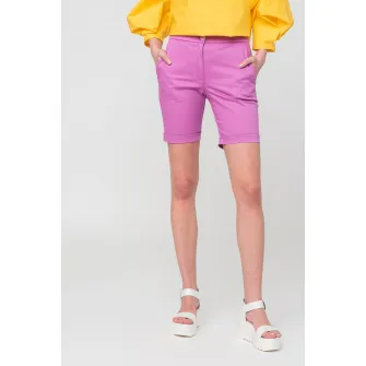 PEGAS, Pantaloni scurti casual cu buzunare oblice, Roz orhidee, XL