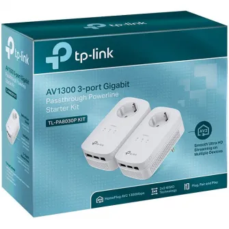 Kit Adaptor Powerline Starter TP-Link TL-PA8030PKIT AV1300, priza AC