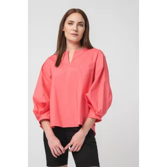 PEGAS, Bluza asimetrica cu maneci bufante, Roz, M