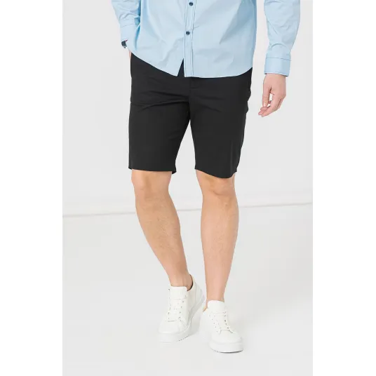 PEGAS, Pantaloni casual chino cu buzunare oblice, Negru, M