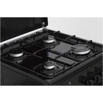 Aragaz Heinner HFSC-SME50BK, Gaz, 4 arzatoare, Dispozitiv siguranta plita si cuptor, 50 cm, Negru