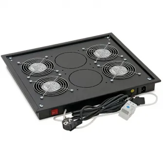 Panou ventilatie Triton pentru rack de podea 19'', 4 ventilatoare, Negru