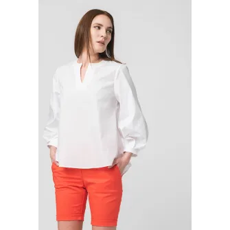 PEGAS, Bluza asimetrica cu maneci bufante, Alb, XS