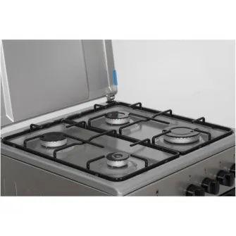 Aragaz Heinner HFSC-SME50BRW, Gaz, 4 arzatoare, Dispozitiv siguranta plita si cuptor, 50 cm, Argintiu