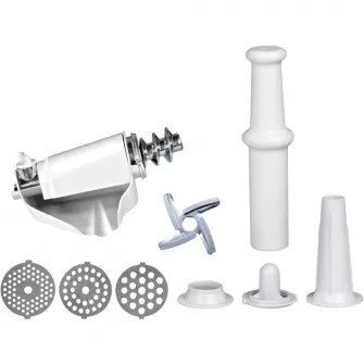 Masina de tocat Heinner MG-2100RD, 2100W, 1.8 kg/min, accesoriu rosii, accesorii carnati, cutit inox, 3 site taiere, rosu