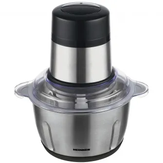 Tocator de legume Heinner Cytheria 300 HMC-D300SS, 300W, capacitate 2L, 2 cutite din inox, 2 viteze, bol din inox, Argintiu