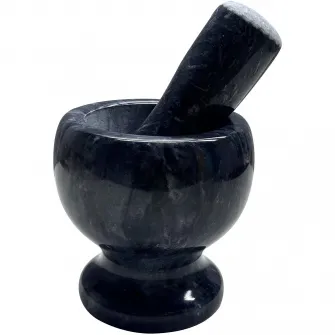 Mojar cu pistil Vanora Home, marmura, ⌀9.5 cm, negru