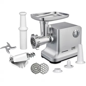 Masina de tocat Heinner MG-2100SS, 2100W, Accesoriu rosii, Accesoriu carnati, Cutit si site inox, Silver