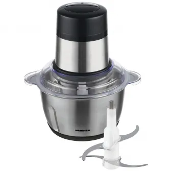 Tocator de legume Heinner Cytheria 300 HMC-D300SS, 300W, capacitate 2L, 2 cutite din inox, 2 viteze, bol din inox, Argintiu