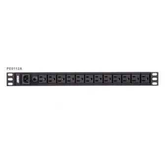 ATEN PE0112G; Tipuri de PDU: De baza, Capacitate portbagaj: 1U, Material carcasa: Aluminiu. Cantitatea Outlets: 12 iesire(i) AC, Tipuri iesire AC: Conector C13. Lungime cablu: 3 m. Tensiunea nominala de intrare: 100 -240 V, Maxima de curent: 10 A, Frecven