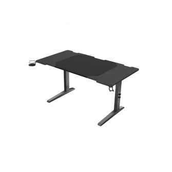 Birou gaming Genesis Holm Modular 140, material metal MDF, reglabil pe inaltime 70 - 90 cm, iluminare RGB, management cabluri, negru