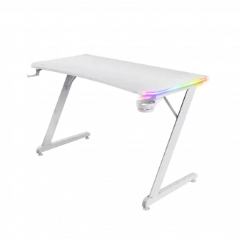 Birou gaming Trust GXT 709W Luminus, iluminare RGB, greutate 15.5 kg, greutate maxima 150 kg, alb