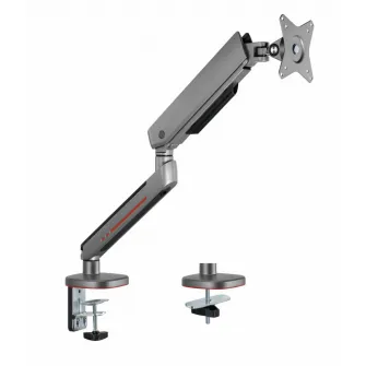 Brat pentru monitor, Material: Otel, Aluminiu, Plastic, Suprafata finisaj : acoperire cu Pulbere, Culoare: Alb Texturat Fin, Gri Spatial, Dimensiune compatibila ecran: 27''-45'', tehnologie arc, Greutate maxima (pe ecran): 5~14 kg, Greutate maxima pentru 