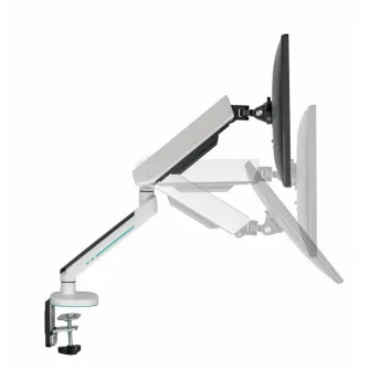 Brat pentru monitor, Material: Otel, Aluminiu, Plastic, Suprafata finisaj : acoperire cu Pulbere, tehnologie arc, Culoare: Alb Texturat Fin, Gri Spatial Dimensiune compatibila ecran: 27''-45'', Greutate maxima (pe ecran): 5~14 kg, Greutate maxima pentru e