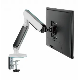 Brat pentru monitor, Material: Otel, Aluminiu, Plastic, Suprafata finisaj : acoperire cu Pulbere, tehnologie arc, Culoare: Alb Texturat Fin, Gri Spatial Dimensiune compatibila ecran: 27''-45'', Greutate maxima (pe ecran): 5~14 kg, Greutate maxima pentru e