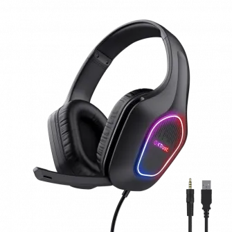 Casti Gaming Head-band Trust GXT 416 ZIROX, Wired, Negru