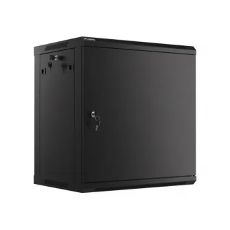 Dulap rack 19'' perete 12U / 600x450 pentru auto-asamblare, cu usa metalica, negru (flat pack)