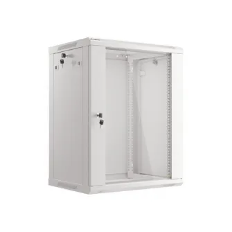 Dulap rack 19'' perete 15U / 600x450 (flat pack) cu usa din sticla, gri V2