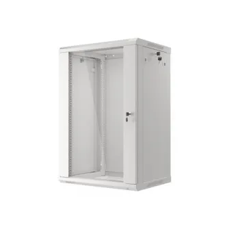 Dulap rack 19'' perete 18U / 600x450 (flat pack) cu usa din sticla, gri V2