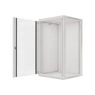 Dulap rack 19'' perete 22U / 600x600 (flat pack) cu usa din sticla, gri V2