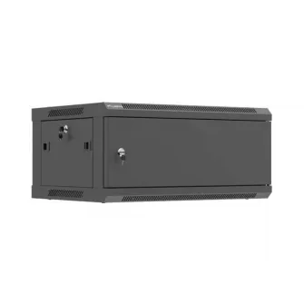 Dulap rack de perete 19'', 4U, 600x450 mm, pentru asamblare, usa metalica, RAL9004, IP20, negru