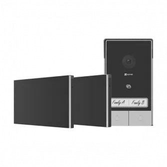 KIT VIDEINTERFON EZVIZ HP7 2-ENTRY, Senzor imagine: 1/2.7'' Progressive Scan CMOS, Rezolutie 2K (2048x1296), Lentila: 2.0 mm @ F2.2, view angle: 162° (Diagonal) IR 6M, Compresie: H.265 / H.264 Ecran interior: 7 ''touch screen, 1024x600 Conexiune: 2xFire (