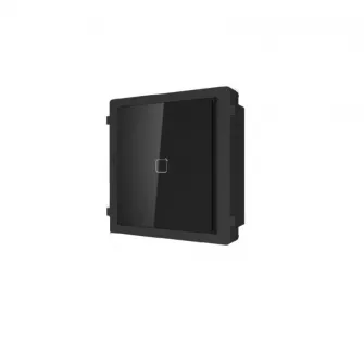 Modul cititor de card EM pentru videointerfon modular Hikvision DS-KD-E;deschidere usi cu card acces EM 125 KHz (cardurile nu sunt i ncluse);iluminare pe timp de noapte; protectie IP 65; Dimensiuni: 98.5 mm ? 100mm ? 33.7 mm; Temperatura de functionare: -