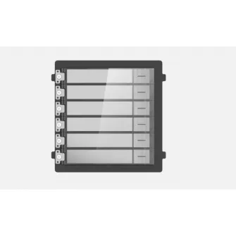 Modul de extensie videinterfon cu sase butoane de apelare Hikvision DS- KD-KK/S; montaj aplicat sau ingropat (acesoriile de montaj nu sunt incluse), customizare afisare nume; iluminare pe timp de noapte; Conectare RS-485, 1 x Input; 1 x Output; protectie: